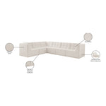 Relax 128" Velvet Upholstered 6pc. Modular Sectional in Cream