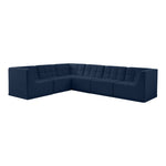 Relax 128" Velvet Upholstered 6pc. Modular Sectional in Navy
