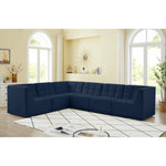 Relax 128" Velvet Upholstered 6pc. Modular Sectional in Navy