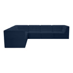 Relax 128" Velvet Upholstered 6pc. Modular Sectional in Navy