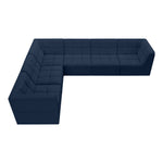 Relax 128" Velvet Upholstered 6pc. Modular Sectional in Navy