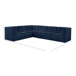 Relax 128" Velvet Upholstered 6pc. Modular Sectional in Navy
