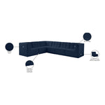 Relax 128" Velvet Upholstered 6pc. Modular Sectional in Navy