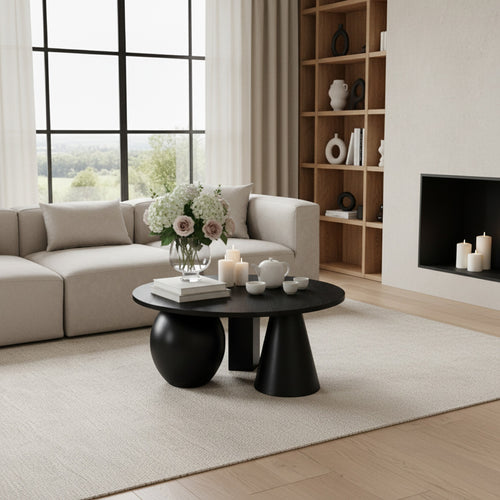 Revive Solid Wood And Oak Veneer Coffee Table in Black
