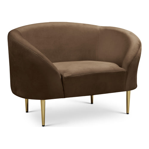 Ritz Velvet Upholstered Chair in Brown