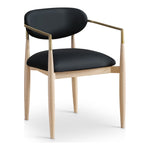 Riccio Vegan Leather Upholstered Dining Arm Chair in Black