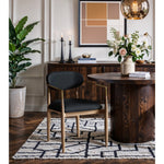 Riccio Vegan Leather Upholstered Dining Arm Chair in Black