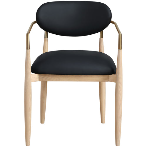 Riccio Vegan Leather Upholstered Dining Arm Chair in Black