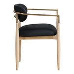 Riccio Vegan Leather Upholstered Dining Arm Chair in Black