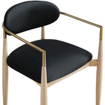 Riccio Vegan Leather Upholstered Dining Arm Chair in Black
