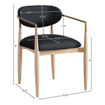 Riccio Vegan Leather Upholstered Dining Arm Chair in Black