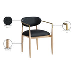 Riccio Vegan Leather Upholstered Dining Arm Chair in Black