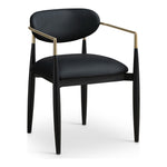 Riccio Vegan Leather Upholstered Dining Arm Chair in Black
