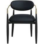 Riccio Vegan Leather Upholstered Dining Arm Chair in Black