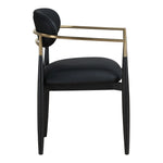 Riccio Vegan Leather Upholstered Dining Arm Chair in Black