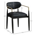 Riccio Vegan Leather Upholstered Dining Arm Chair in Black