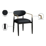 Riccio Vegan Leather Upholstered Dining Arm Chair in Black