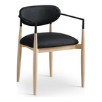 Riccio Vegan Leather Upholstered Dining Arm Chair in Black