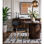 Riccio Vegan Leather Upholstered Dining Arm Chair in Black