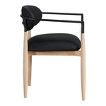 Riccio Vegan Leather Upholstered Dining Arm Chair in Black
