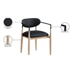 Riccio Vegan Leather Upholstered Dining Arm Chair in Black