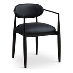 Riccio Vegan Leather Upholstered Dining Arm Chair in Black