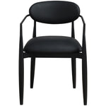 Riccio Vegan Leather Upholstered Dining Arm Chair in Black