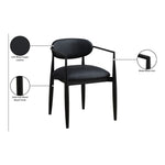 Riccio Vegan Leather Upholstered Dining Arm Chair in Black