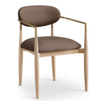 Riccio Vegan Leather Upholstered Dining Arm Chair in Brown
