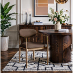 Riccio Vegan Leather Upholstered Dining Arm Chair in Brown