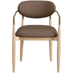Riccio Vegan Leather Upholstered Dining Arm Chair in Brown
