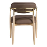 Riccio Vegan Leather Upholstered Dining Arm Chair in Brown