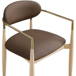 Riccio Vegan Leather Upholstered Dining Arm Chair in Brown