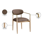 Riccio Vegan Leather Upholstered Dining Arm Chair in Brown