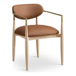 Riccio Vegan Leather Upholstered Dining Arm Chair in Cognac