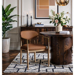 Riccio Vegan Leather Upholstered Dining Arm Chair in Cognac