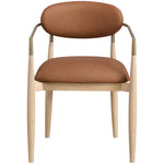 Riccio Vegan Leather Upholstered Dining Arm Chair in Cognac