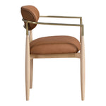 Riccio Vegan Leather Upholstered Dining Arm Chair in Cognac