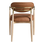 Riccio Vegan Leather Upholstered Dining Arm Chair in Cognac