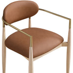 Riccio Vegan Leather Upholstered Dining Arm Chair in Cognac