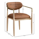 Riccio Vegan Leather Upholstered Dining Arm Chair in Cognac