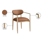 Riccio Vegan Leather Upholstered Dining Arm Chair in Cognac