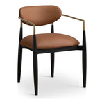 Riccio Vegan Leather Upholstered Dining Arm Chair in Cognac