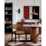 Riccio Vegan Leather Upholstered Dining Arm Chair in Cognac