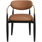 Riccio Vegan Leather Upholstered Dining Arm Chair in Cognac