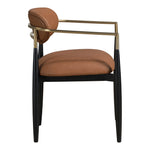 Riccio Vegan Leather Upholstered Dining Arm Chair in Cognac