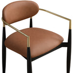 Riccio Vegan Leather Upholstered Dining Arm Chair in Cognac
