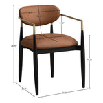 Riccio Vegan Leather Upholstered Dining Arm Chair in Cognac