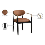 Riccio Vegan Leather Upholstered Dining Arm Chair in Cognac