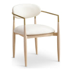 Riccio Vegan Leather Upholstered Dining Arm Chair in Cream